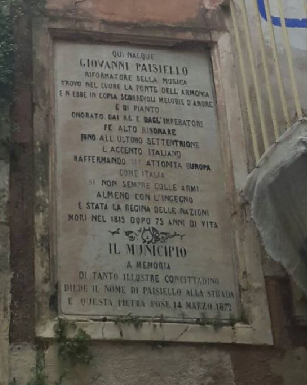 Targa Taranto: abbandono casa natale di Giovanni Paisiello